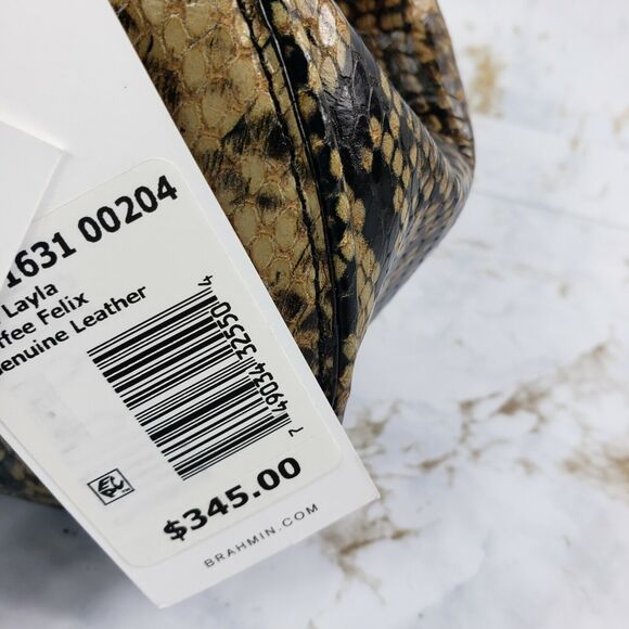 Brahmin Handbag Felix Mini Layla Satchel Purse, Coffee Animal Print - Picture 4 of 8